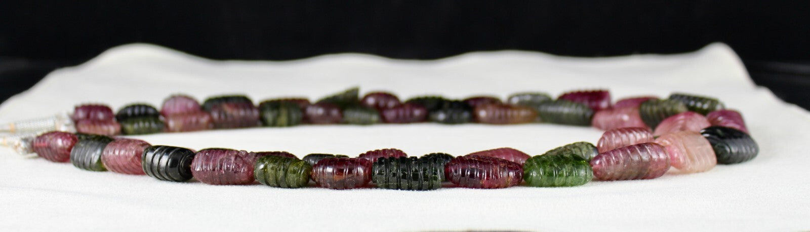 Certified Old Natural Multi Tourmaline 33mm Carved Beads 1062ct Necklace