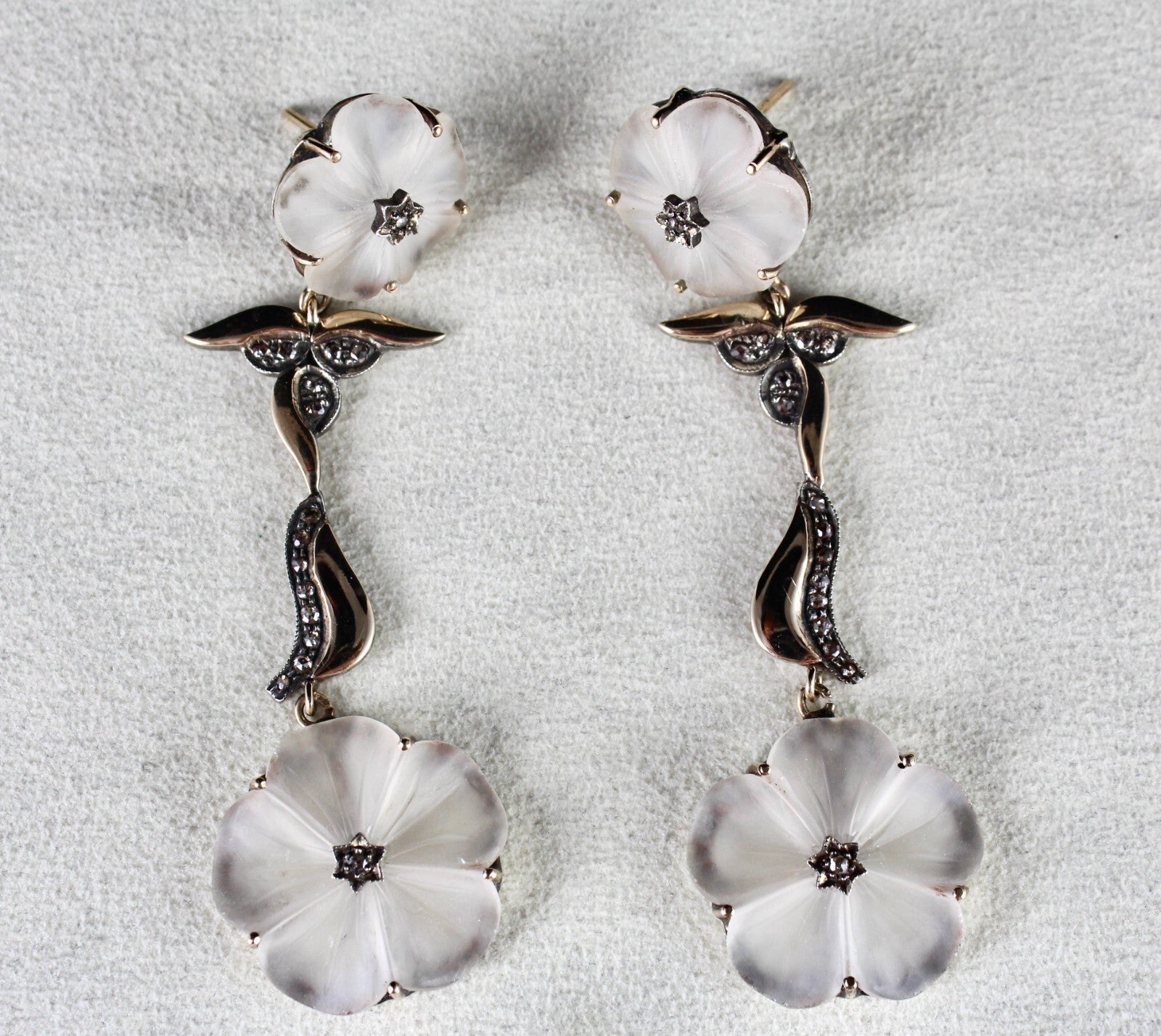 Certified Natural Rock Crystal Quartz 114.7ct Sterling Silver Victorian Earrings