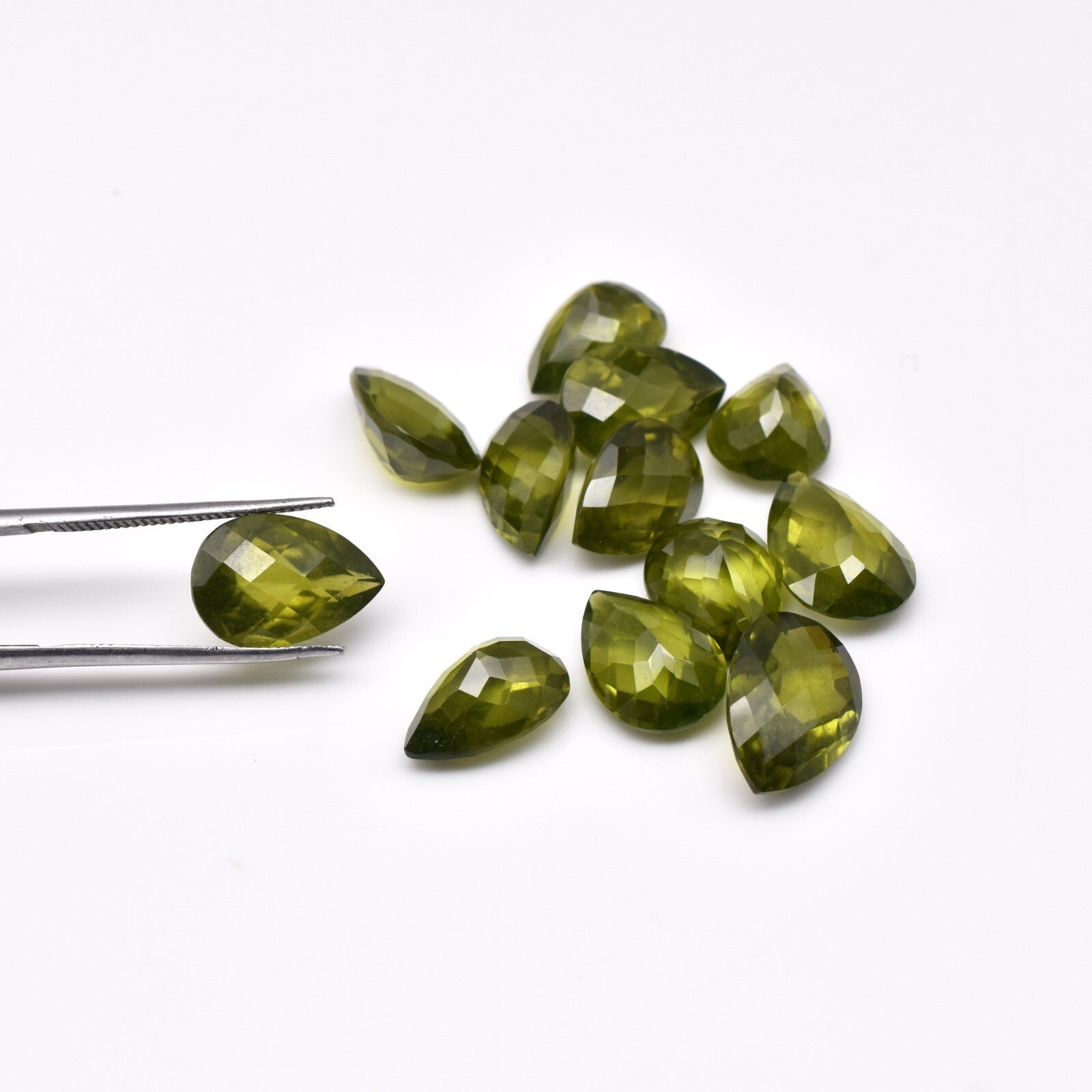 Certified Natural Vesuvianite Idocrase 59.74 Ct Pear Cut Green Gemstone Set