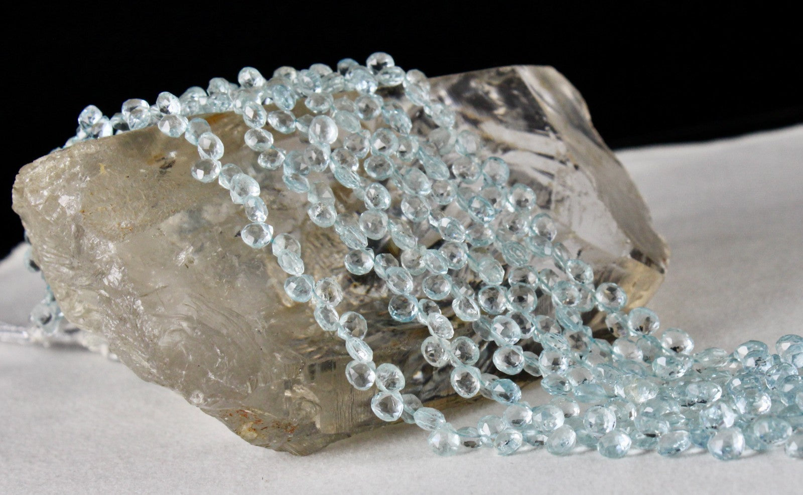 Certified Natural Aquamarine Necklace 253 Ct Blue Faceted Gemstone Tear Drops