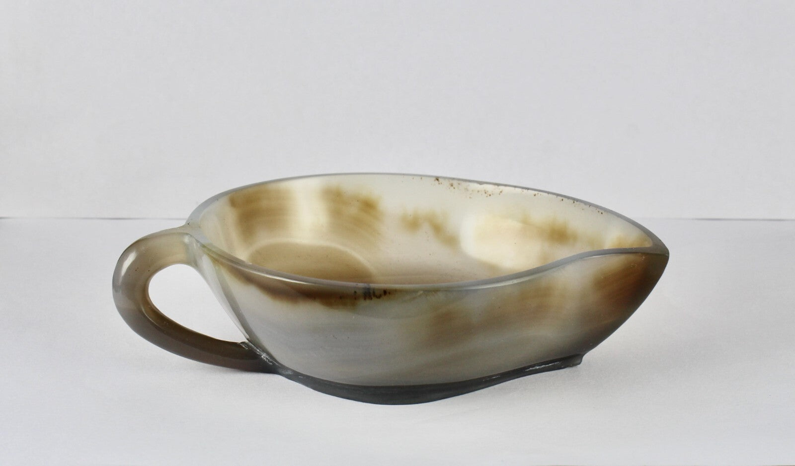 Certified Hand Crafted Chalcedony 920ct Carved Gemstone Bowl Home Decor