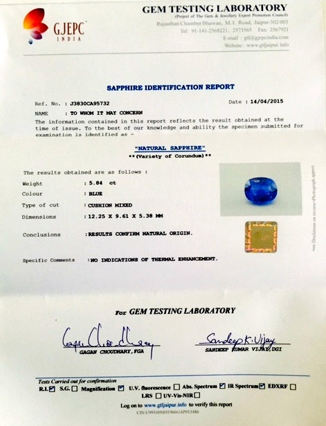 Certified Natural Burma Blue Sapphire Cushion 12x9mm 5.84 Ct Gemstone Ring