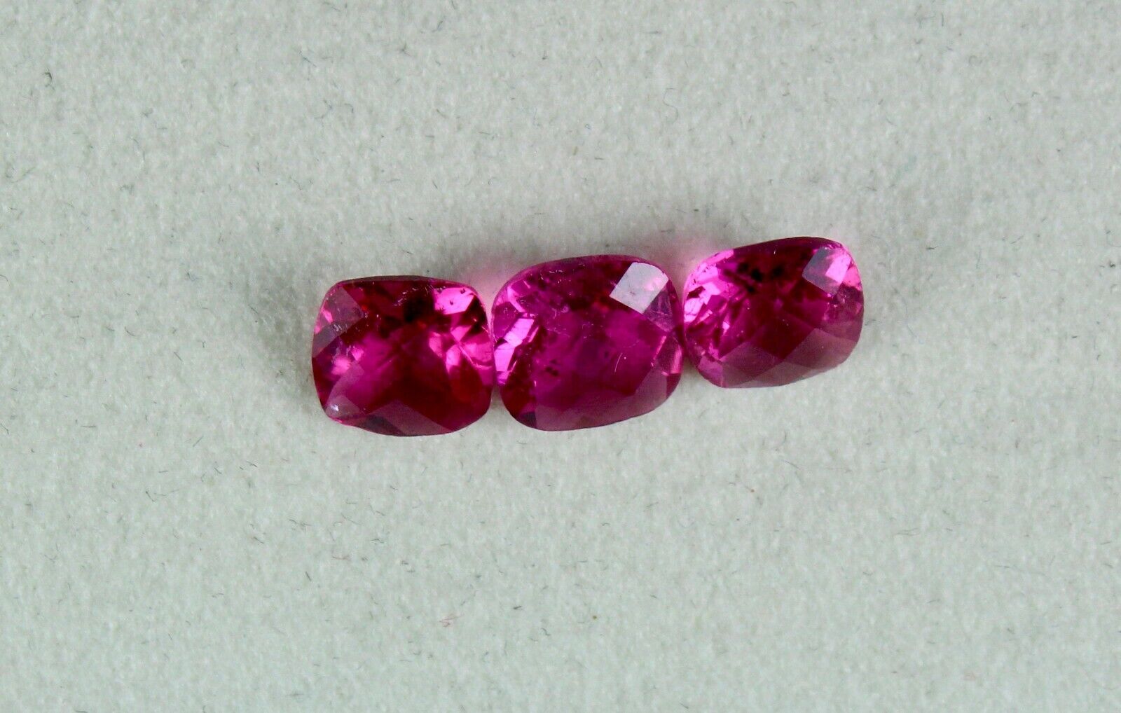 NATURAL RUBELLITE PINK TOURMALINE CUSHION CUT 3 PC 4 CARAT GEMSTONE RING PENDANT