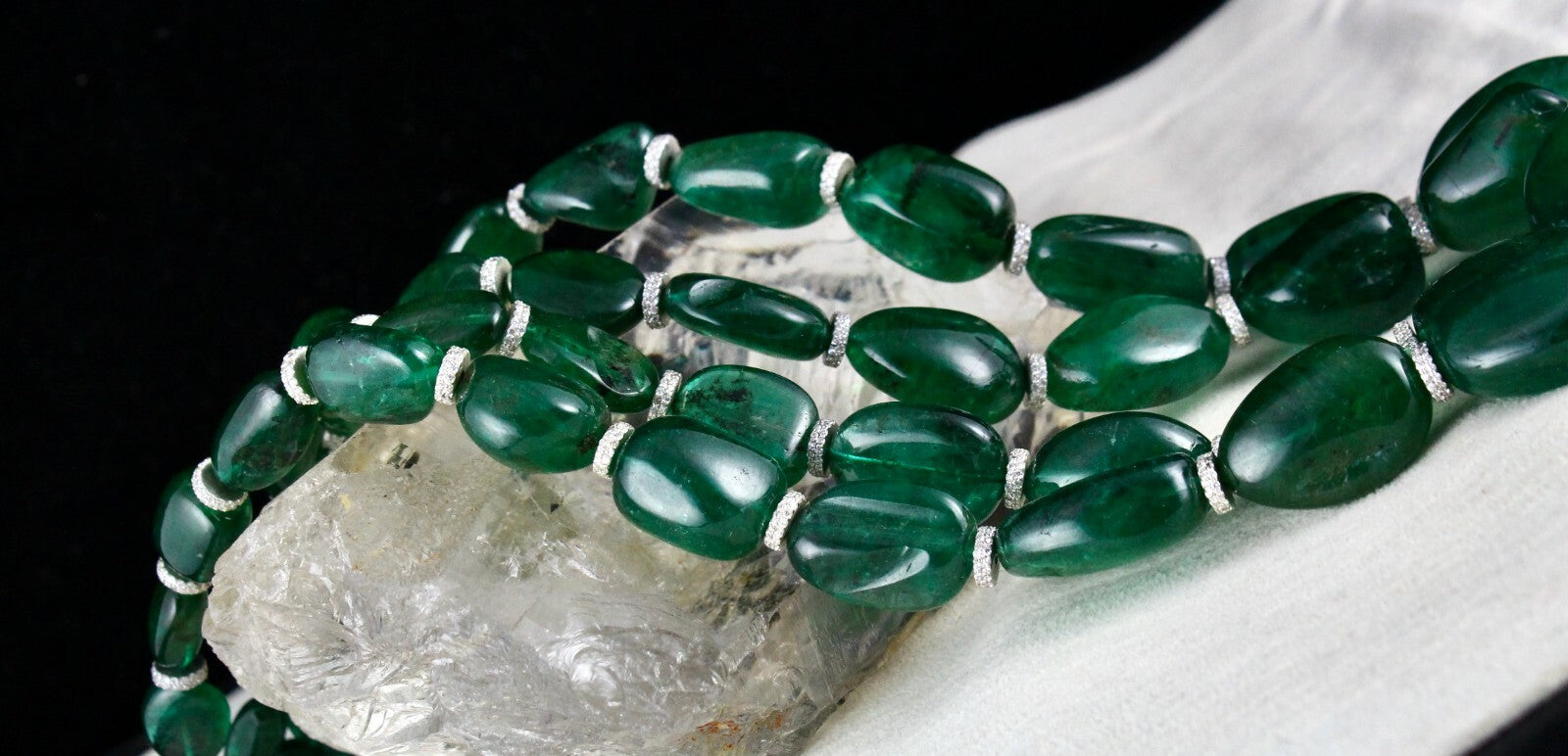 Certified Classic Natural Emerald Cabochon Beads 892 Ct Gemstone Necklace