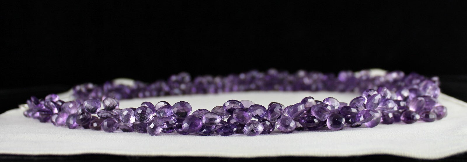 Certified Natural Amethyst Teardrop Necklace 1091 Ct Sterling Silver 26 In Beads