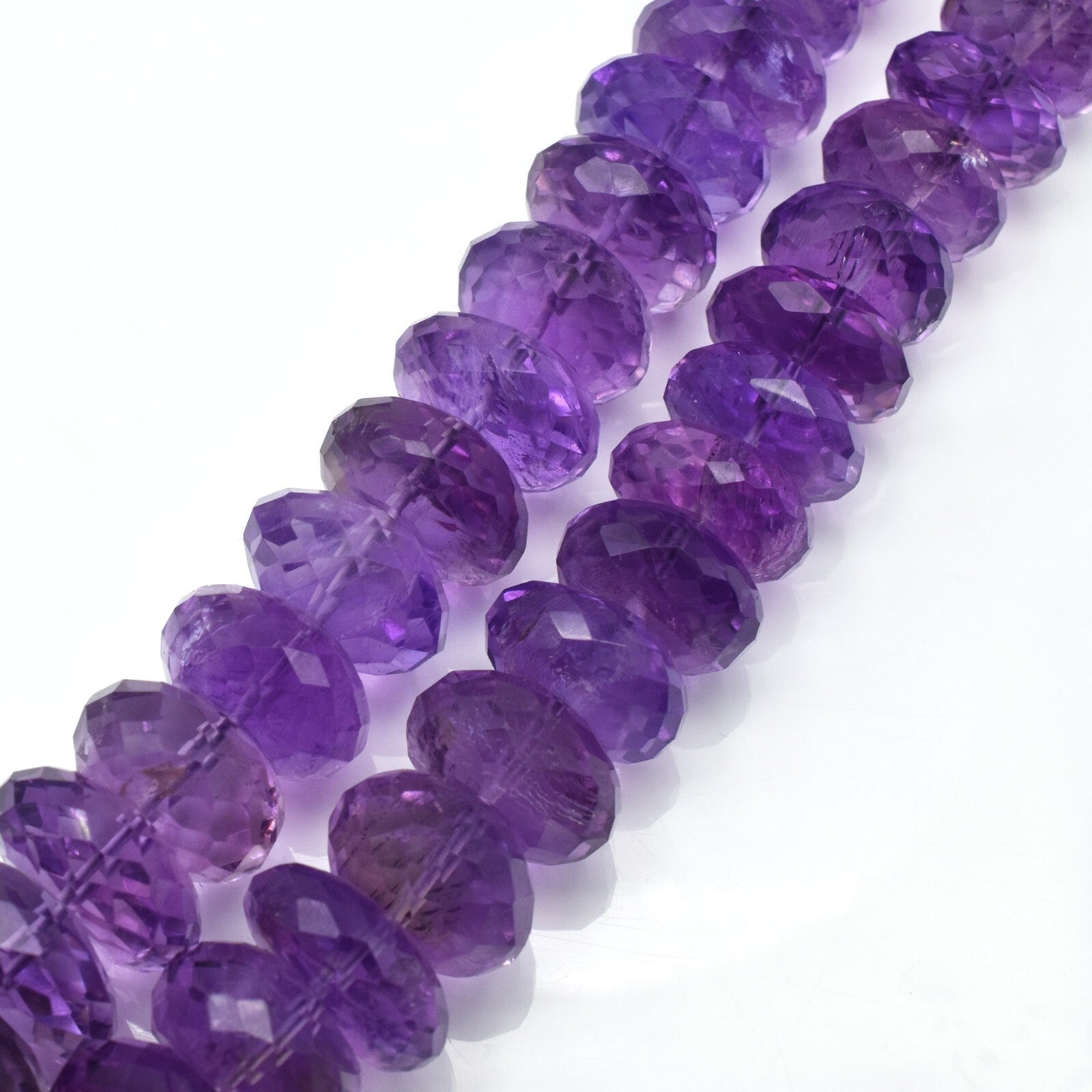 Certified Natural Amethyst Faceted Round Beads 1340 Ct Purple Gemstone Necklace