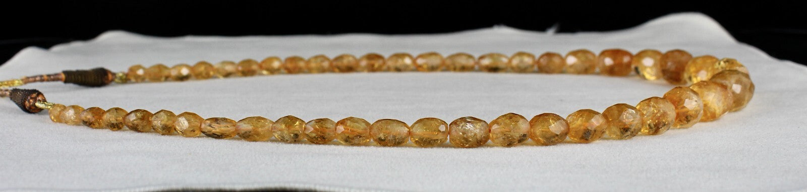 Natural Citrine Oval Faceted Bead Necklace 297 Ct Yellow Gemstone Fashion