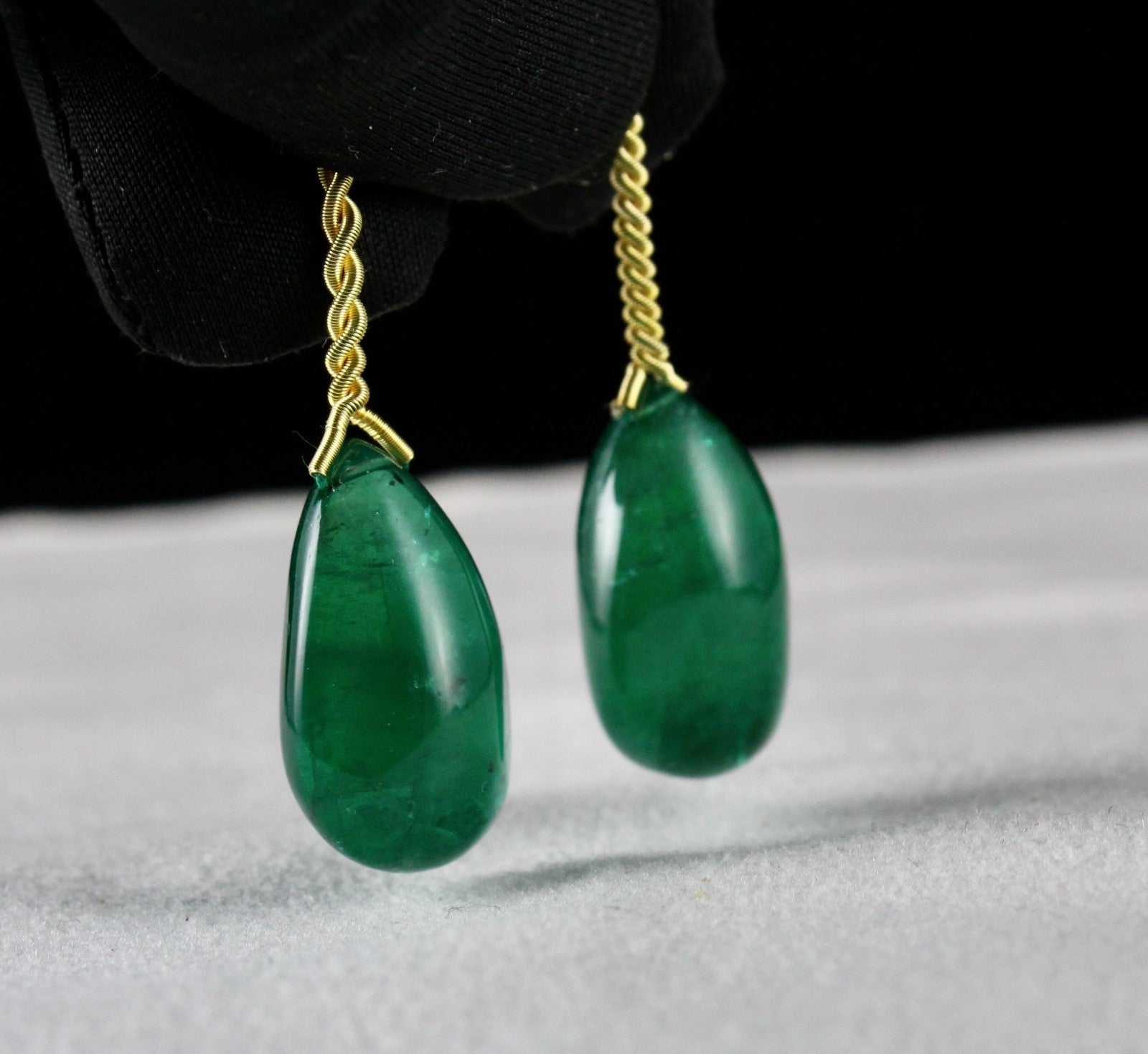 Certified Natural Emerald Tear Drop 49.23 Ct Loose Gemstone Pair Design Earrings