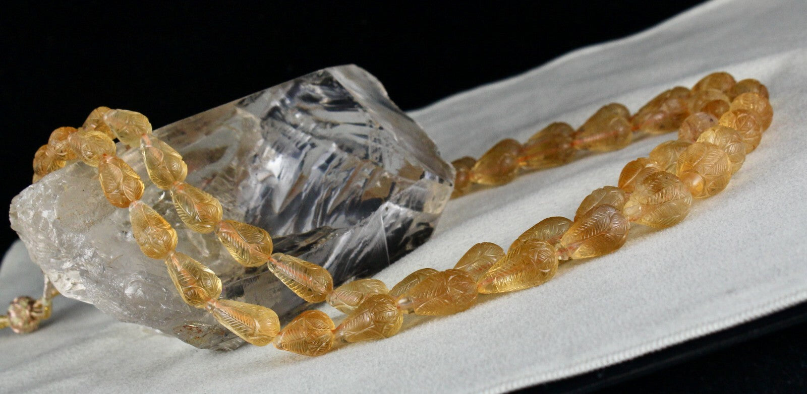 Certified Natural Citrine Carved Drops Beaded Necklace 467 Ct For Women