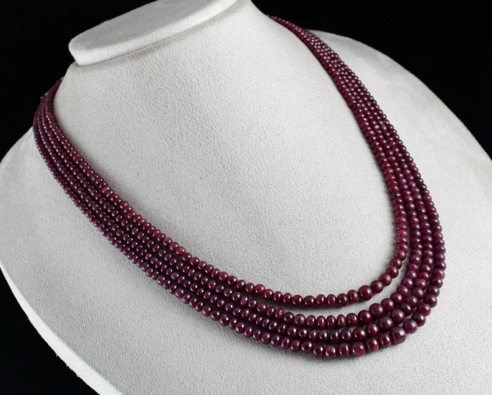 FINE NATURAL RUBY BEADS 4 LINE 439 CARATS ROUND BEADED GEMSTONE PARTY NECKLACE