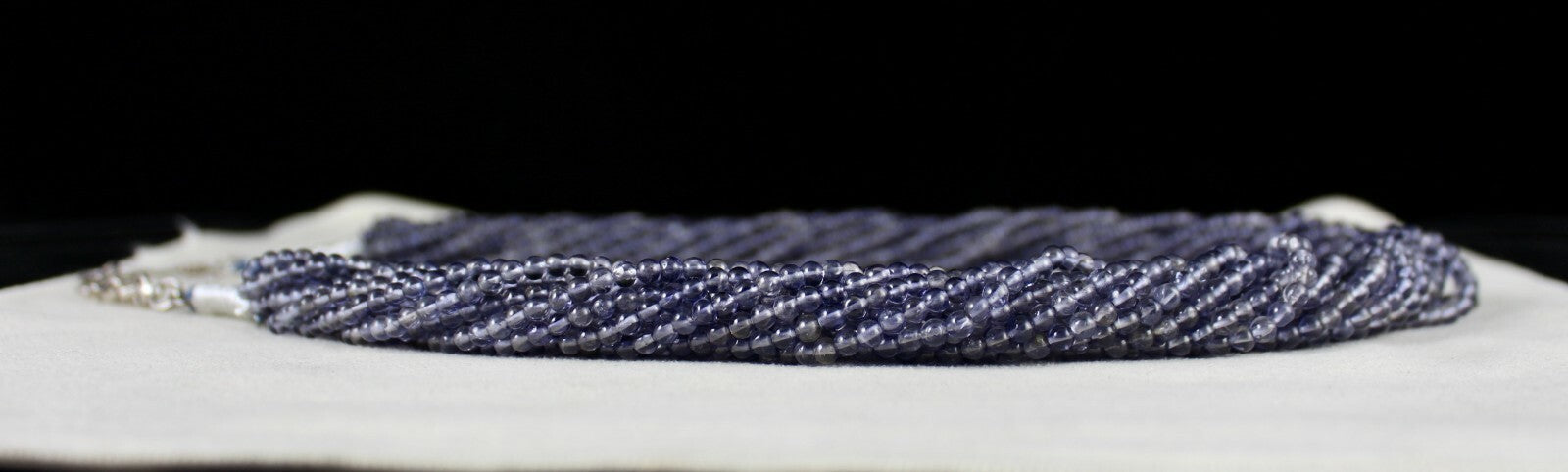 Natural Blue Iolite Beads Round 12 L 621 Ct Gemstone Sterling Silver Necklace