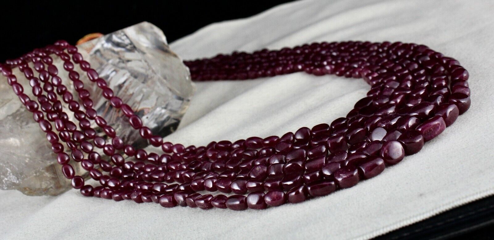 NATURAL UNTREATED RUBY TUMBLE LONG BEADS 6 LINE 782 CTS GEMSTONE LADIES NECKLACE