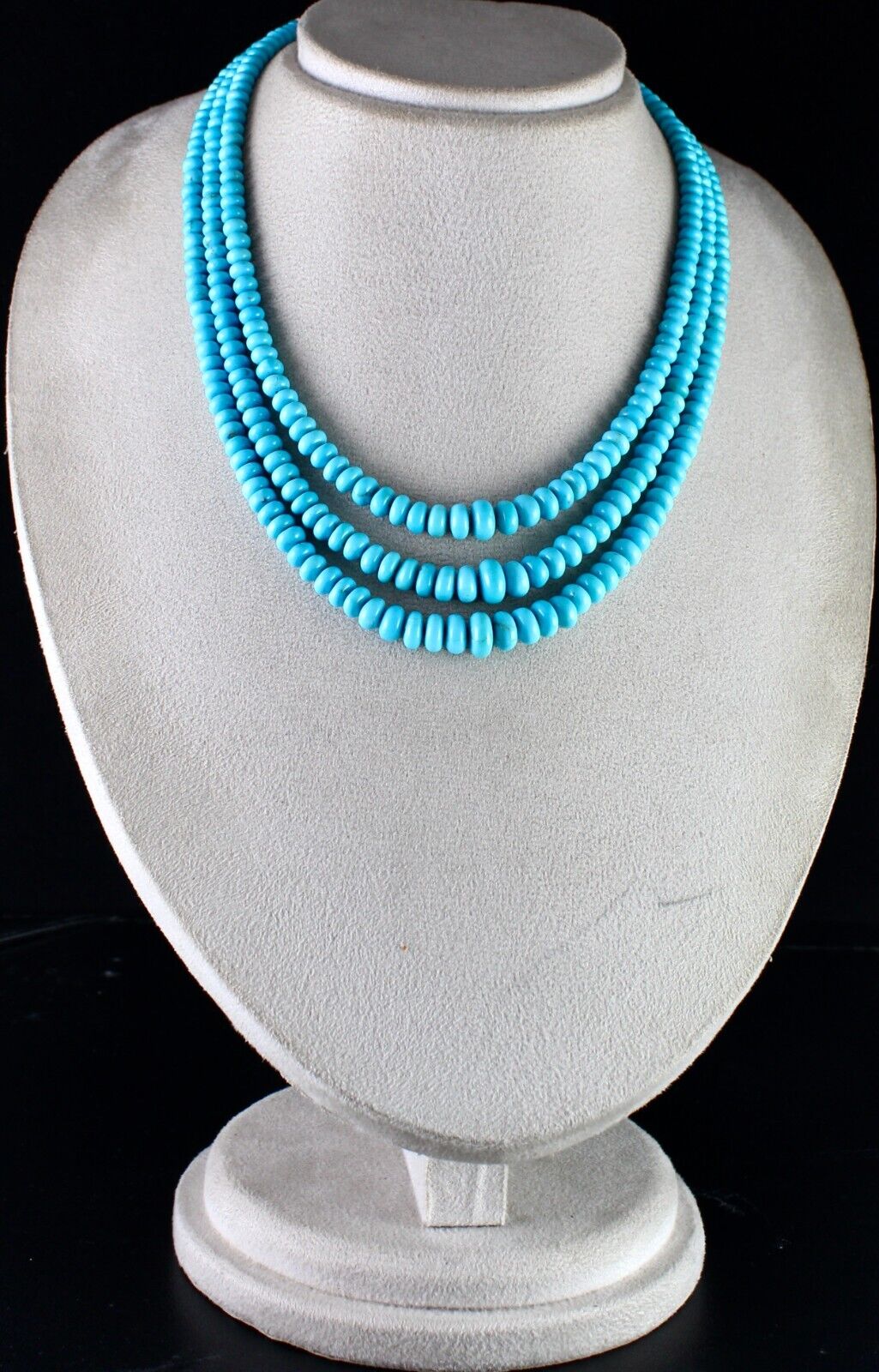 Natural Real Turquoise Beads Round 3 L 388 Ct Blue Gemstone Important Necklace