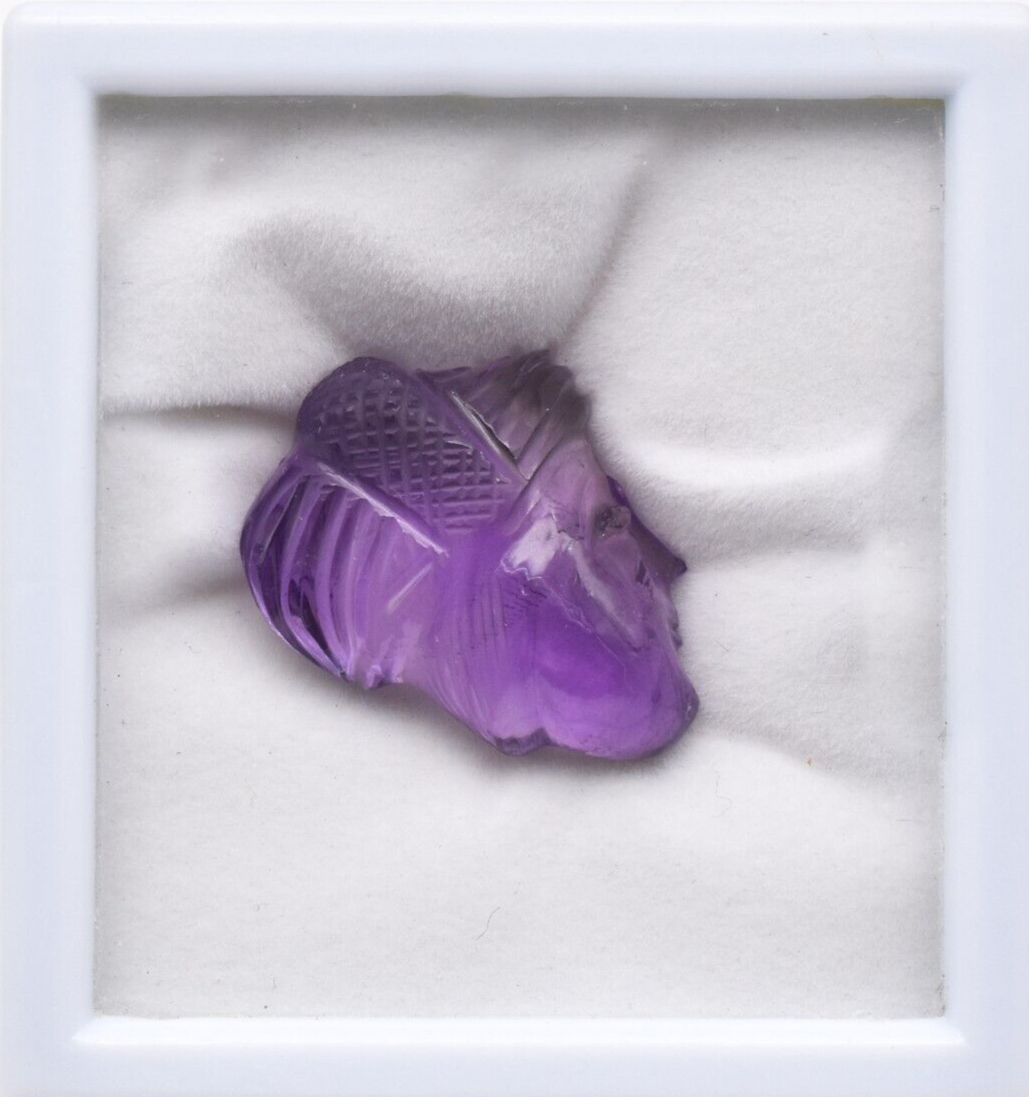 Natural Amethyst 48.58 Ct Engraved Face Cabochon Gemstone Pendant Design