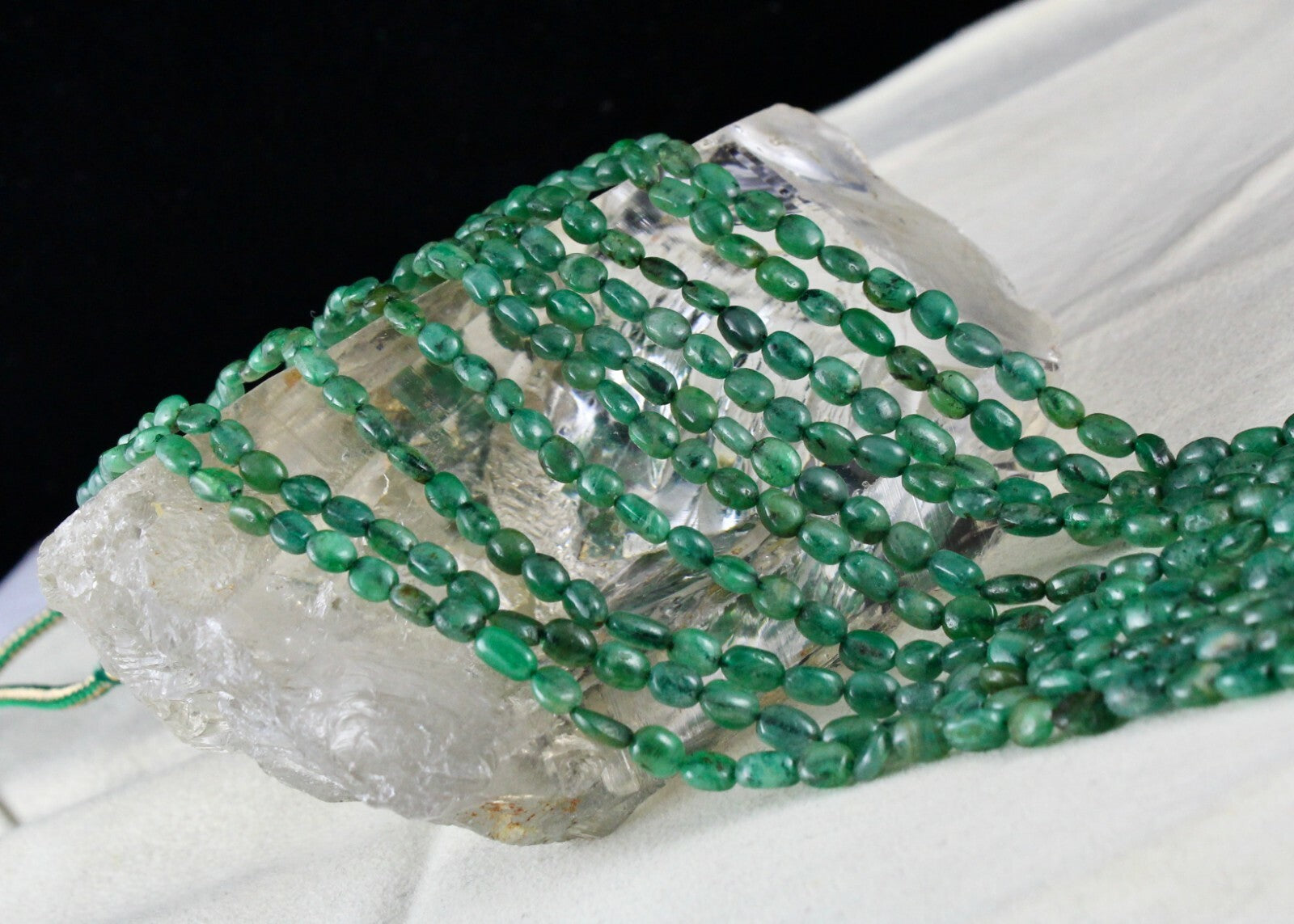 Certified Natural Emerald Beads Cabochon Necklace 5l 322 Carat Vintage Gemstone