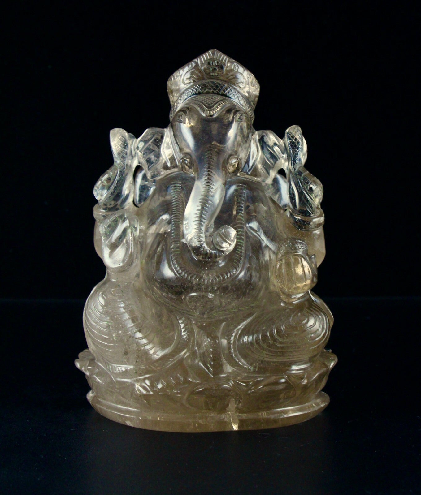 Certified Natural Smoky Crystal Quartz 6275 Ct Lord Ganesha Statue Home Decor