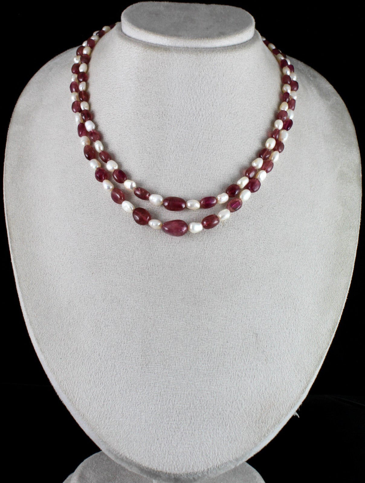 Certified Natural Pink Tourmaline Rubellite 218ct Pearl Beads Gemstone Necklace