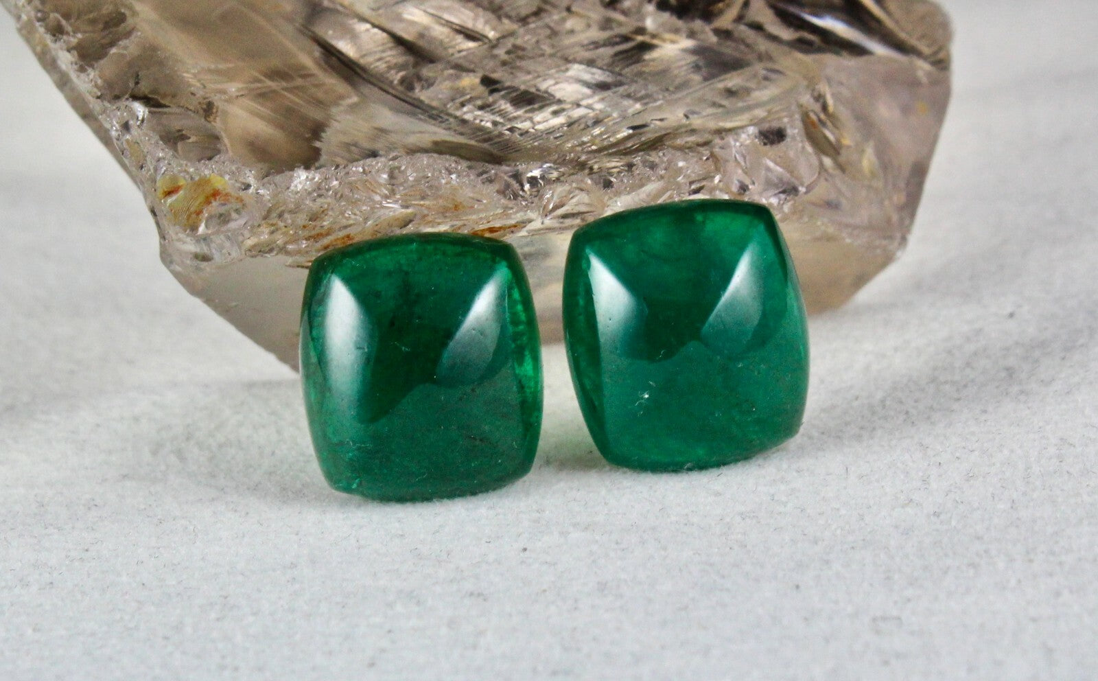 Natural Zambian Emerald 44.51 Ct Sugarloaf Cabochon Earring Certified 18x16 Mm