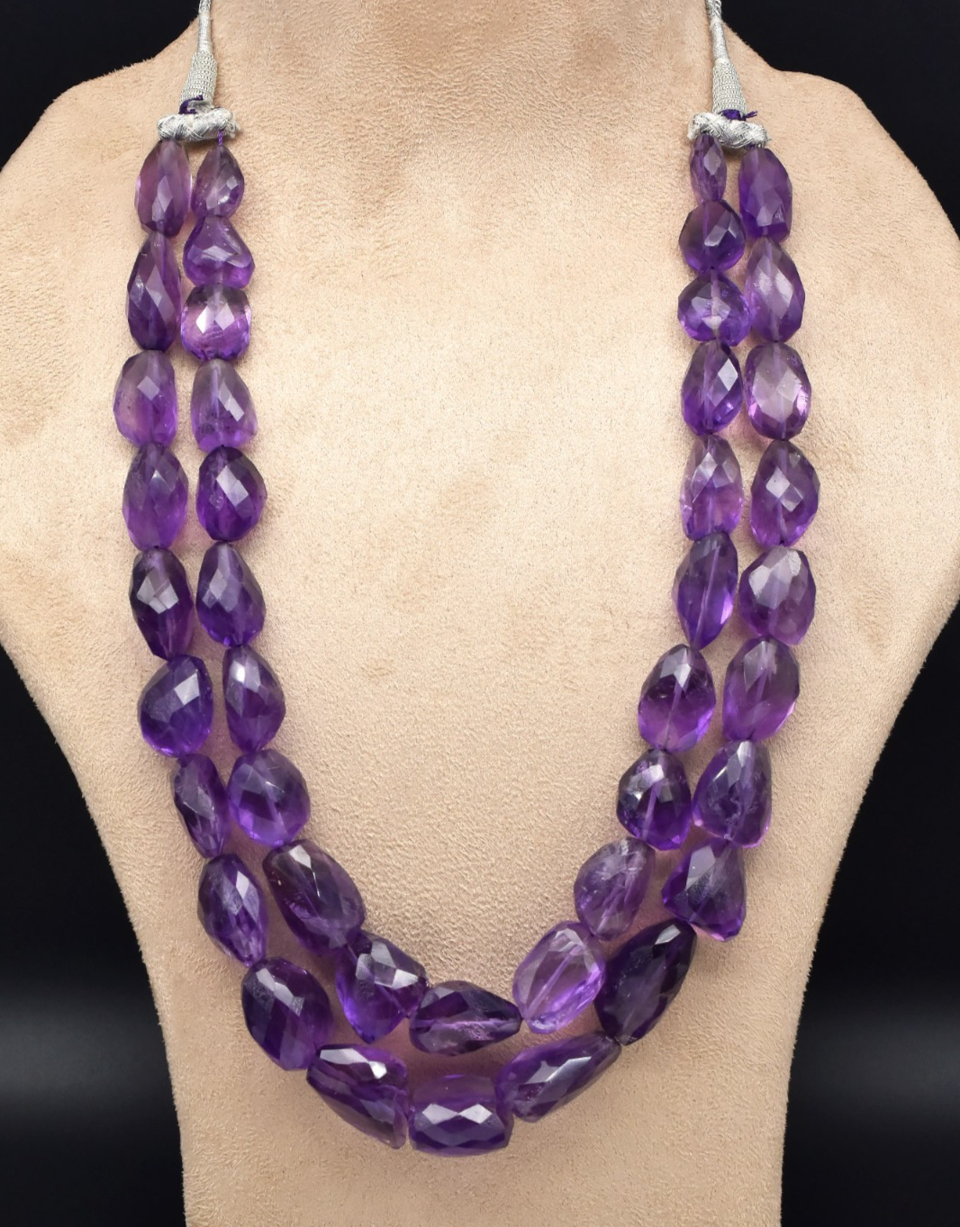 Natural Amethyst Faceted Tumble Beads 1005 Ct Purple Gemstone Fashion Necklace