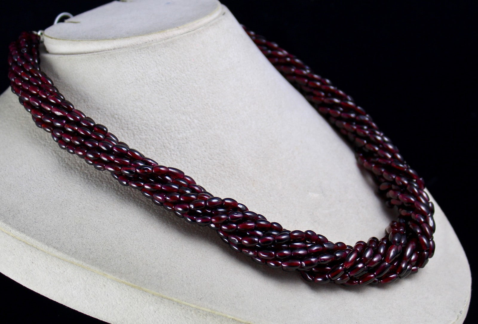 Natural Red Garnet 1111ct Beads Long Sterling Silver Fashion Necklace