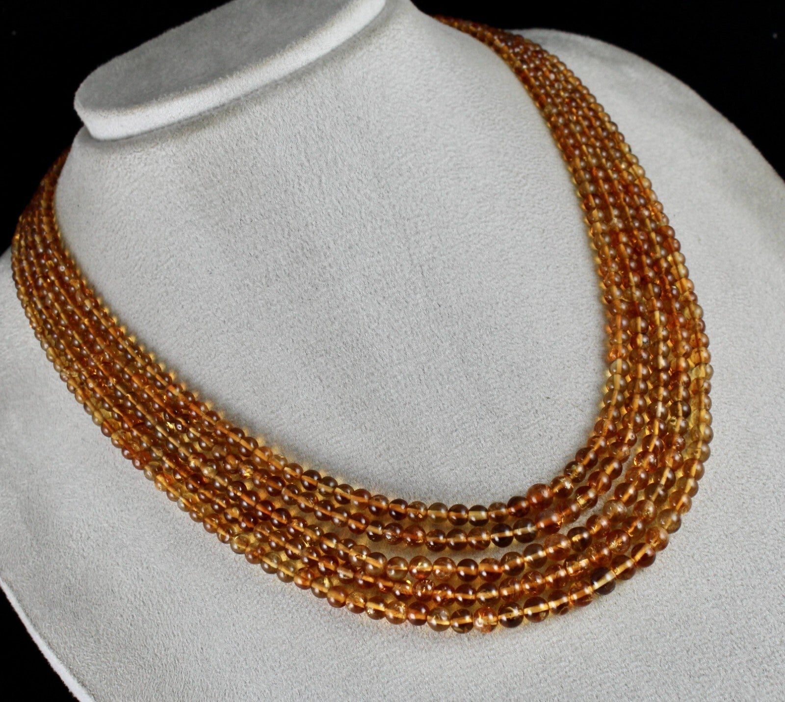 Natural Citrine Beads Round Necklace 365ct Yellow Gemstone Fashion Party Jewelry