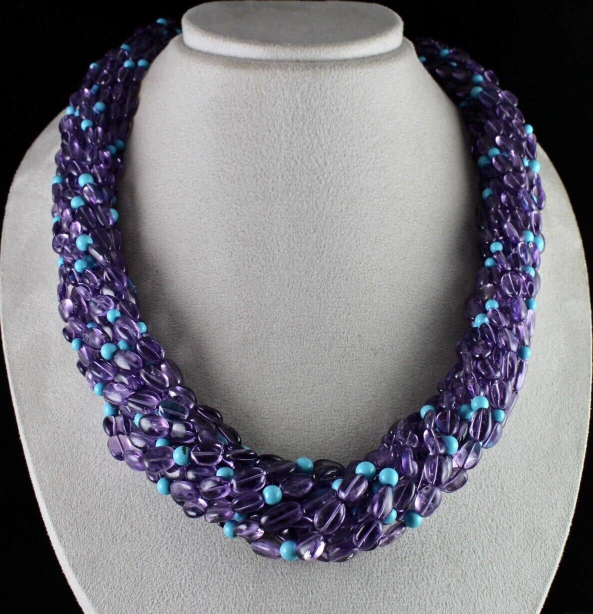 Certified Natural Amethyst 1840ct Turquoise Beads Fashion Necklace For Women