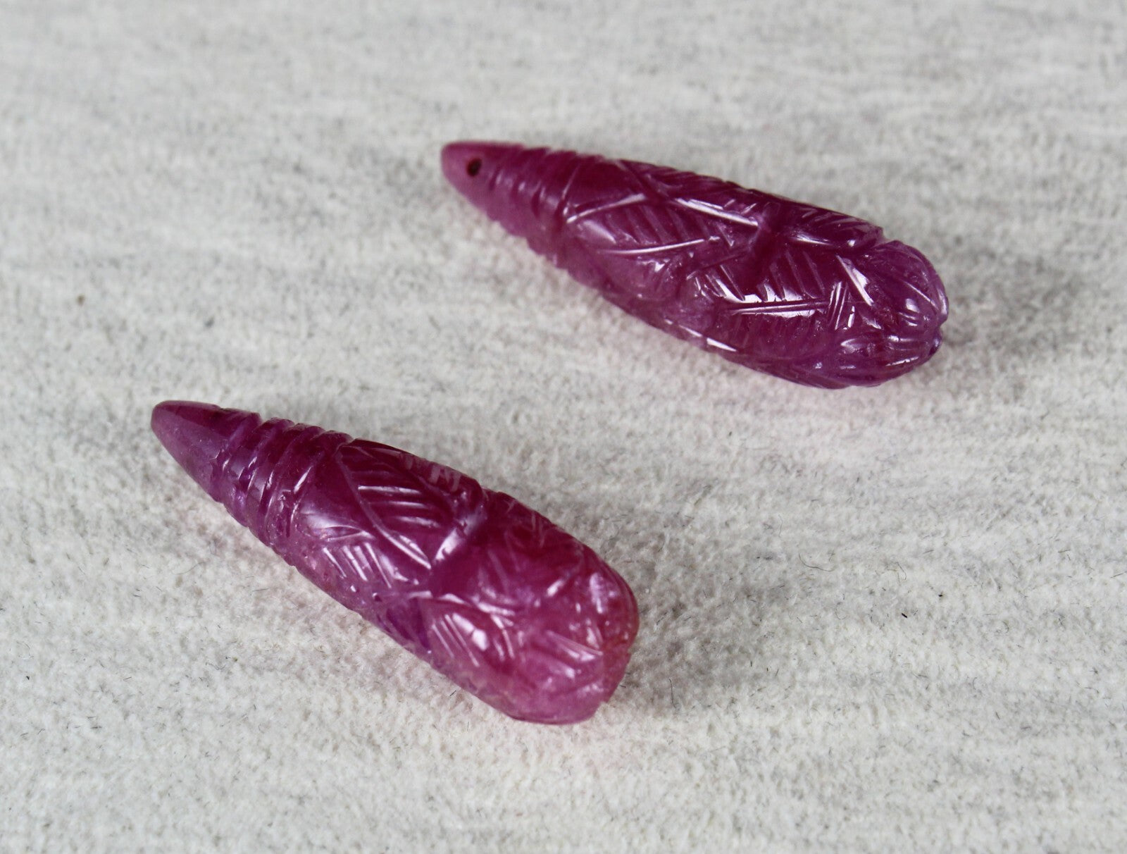 Certified Natural Untreated Ruby Carved Drops 37.58 Carats For Earring