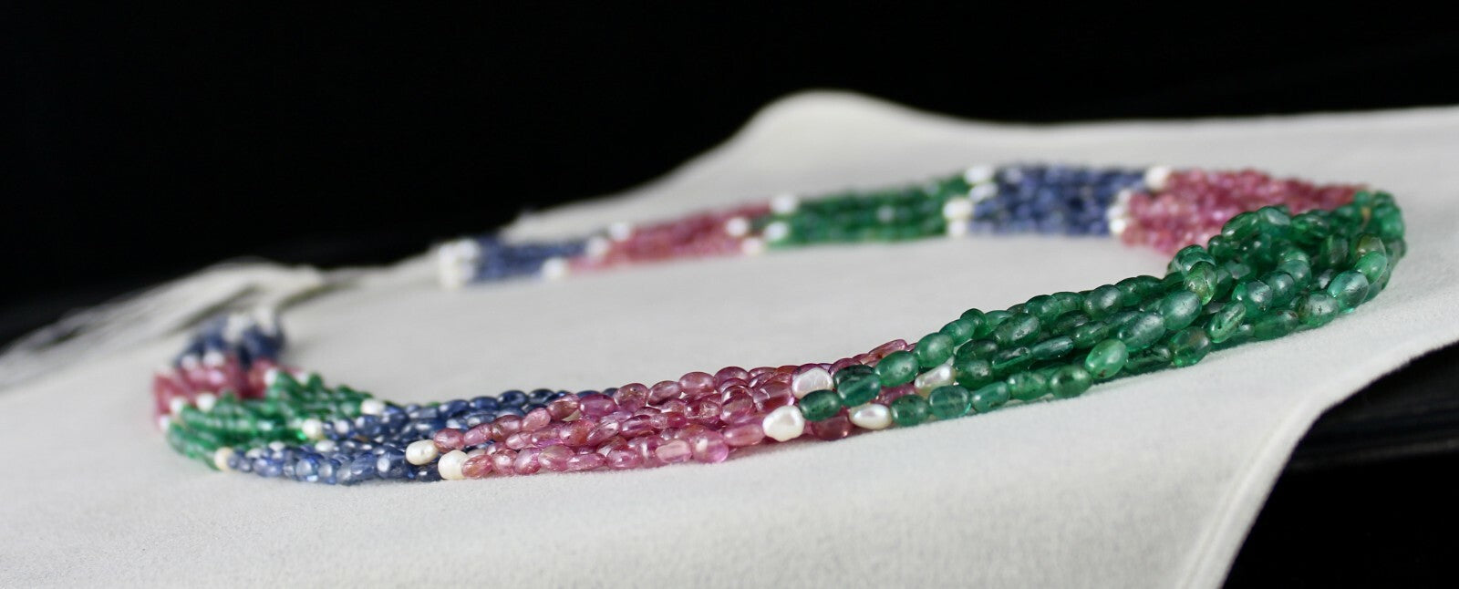 Certified Emerald Ruby Sapphire Pearl 681ct Gemstone Necklace For Women