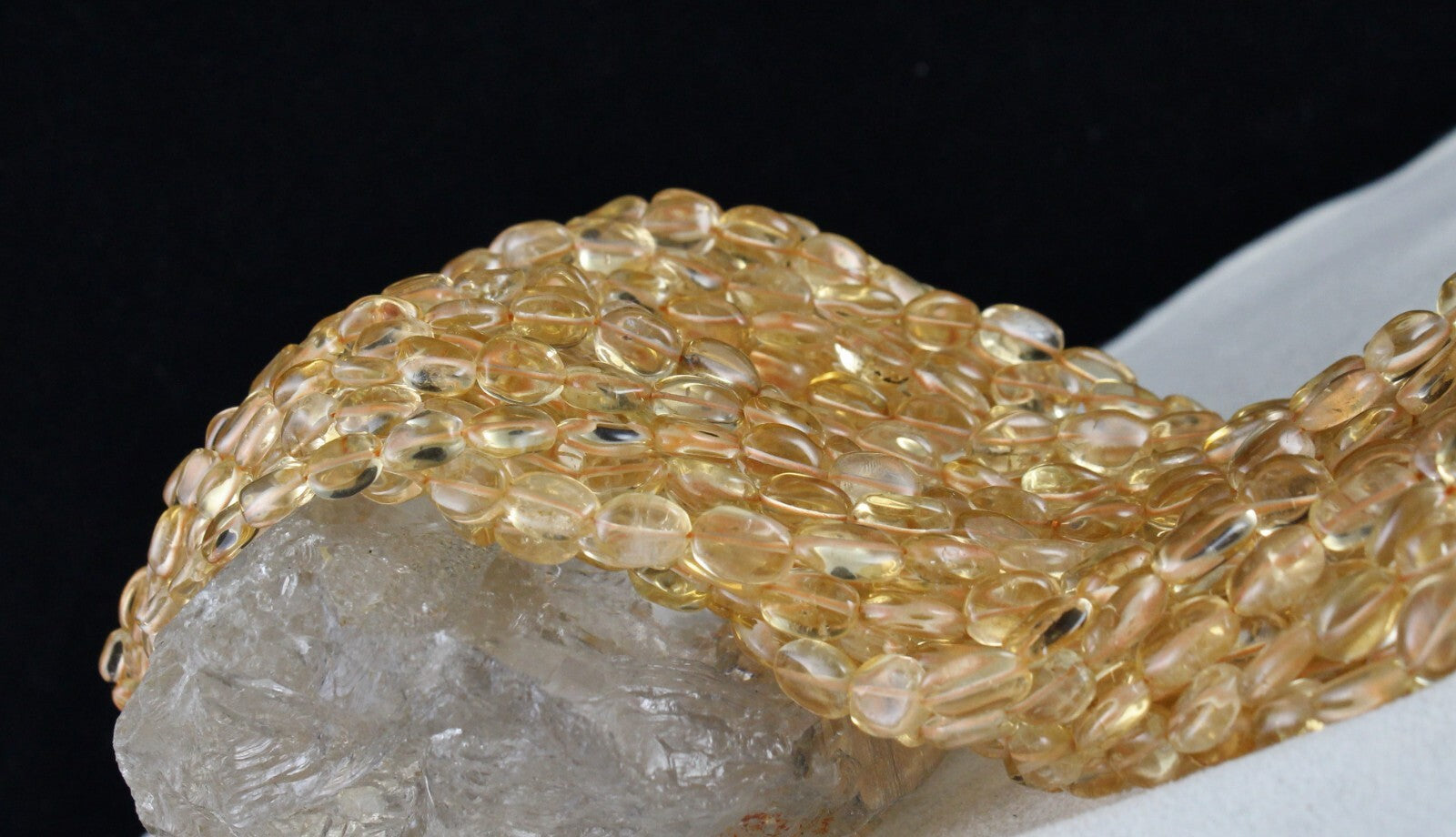 Natural Citrine Cabochon Beads 1295 Ct Sterling Silver Yellow Necklace