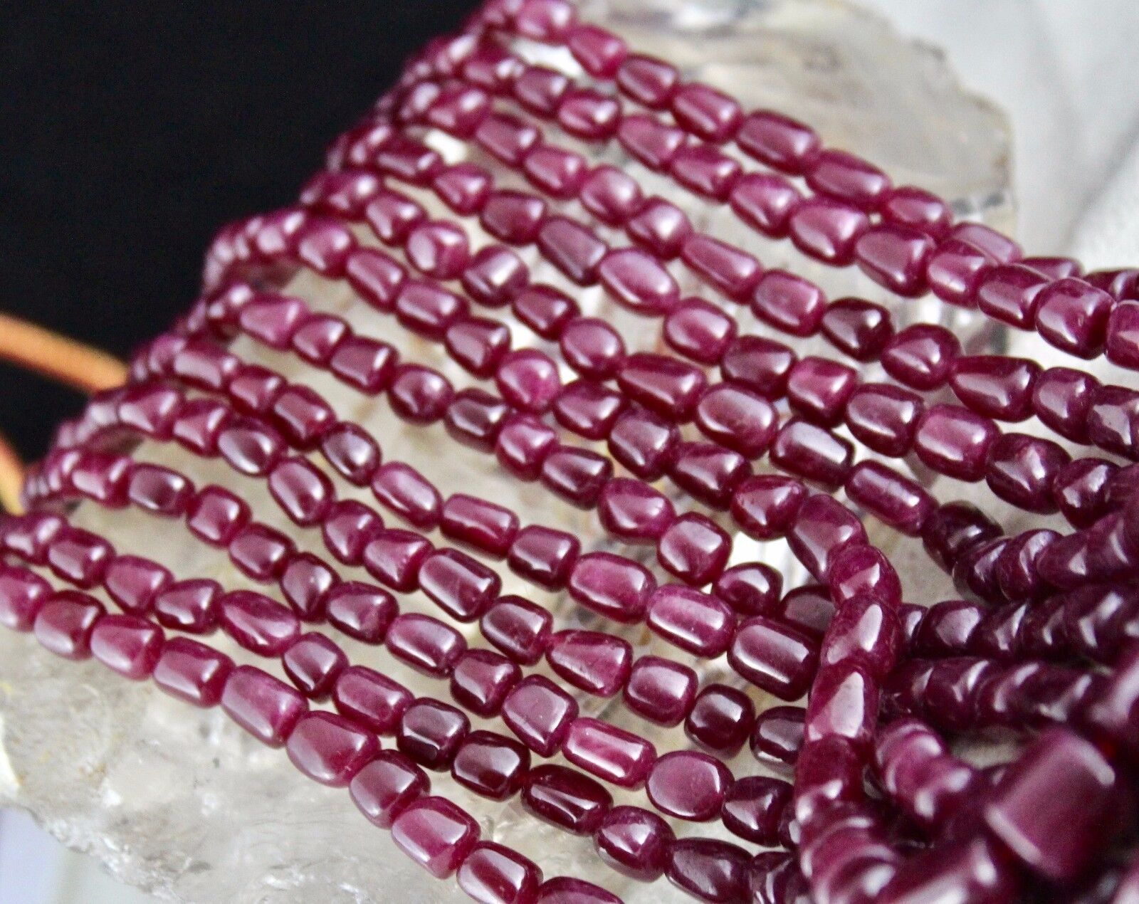 Natural Untreated Ruby Tumble Long Beads 6 L 1097 Ct Red Gemstone Necklace