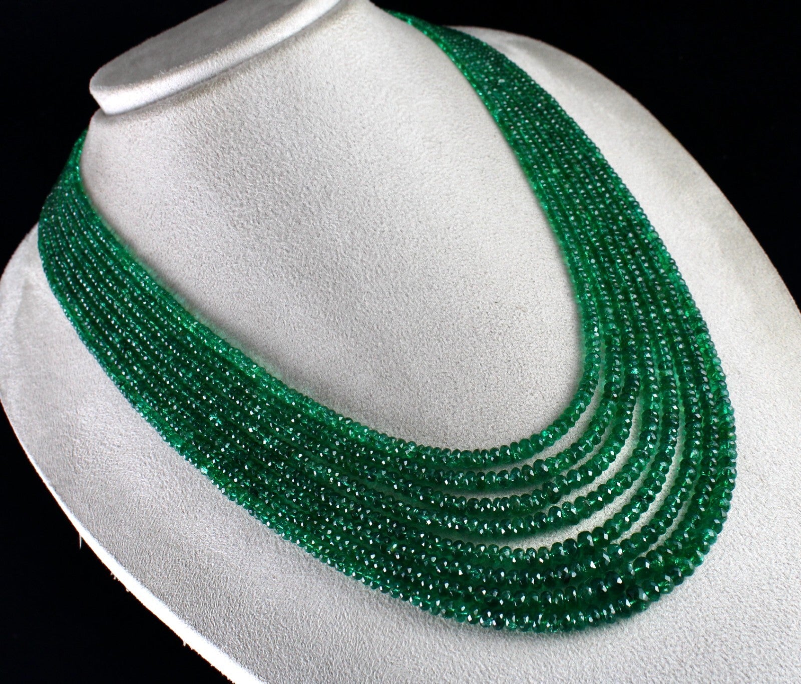 Natural Zambian Emerald Necklace 599 Ct Faceted Round Beads Certified Jewelry