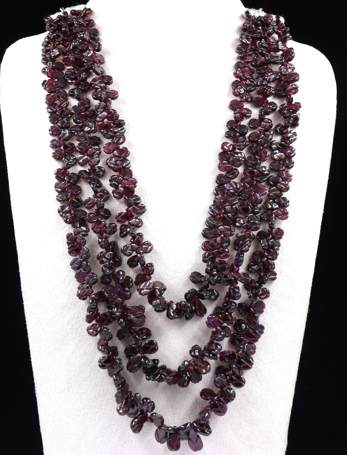 Certified Natural Red Garnet Beads Carved Leaves 1001 Ct Gemstone Necklace