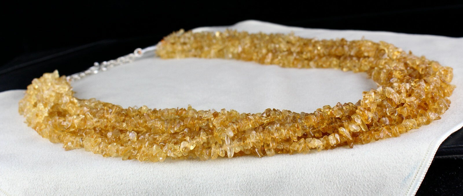 Natural Yellow Citrine 1325 Ct Uncut Beads Sterling Silver Gemstone Necklace