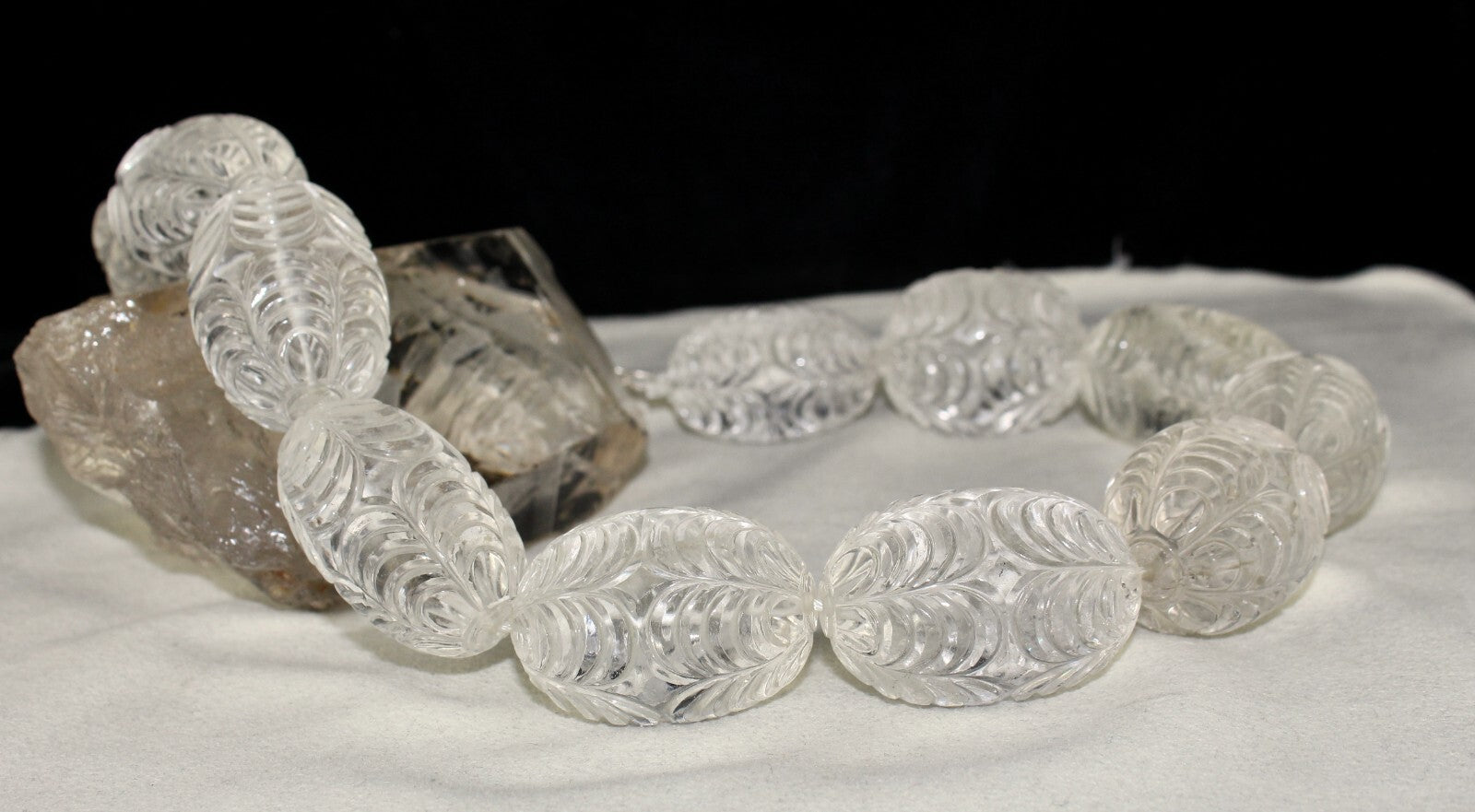 Certified Natural White Rock Crystal Quartz Oval Beads 2776 Ct Gemstone 11 Pcs