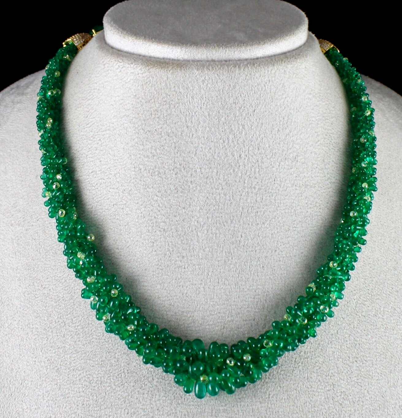 Certified 18k Gold Natural Zambian Emerald 306.7ct Diamond Necklace For Wedding
