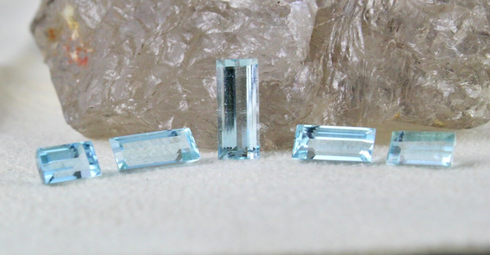 NATURAL AQUAMARINE BAGUETTE CUT 5 PCS 5.99 CTS GEMSTONE DESIGNING RING PENDANT