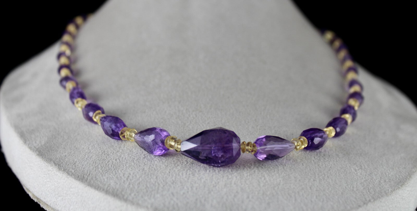 Natural Citrine Amethyst Faceted Pear 232ct Gemstone Fashion Necklace