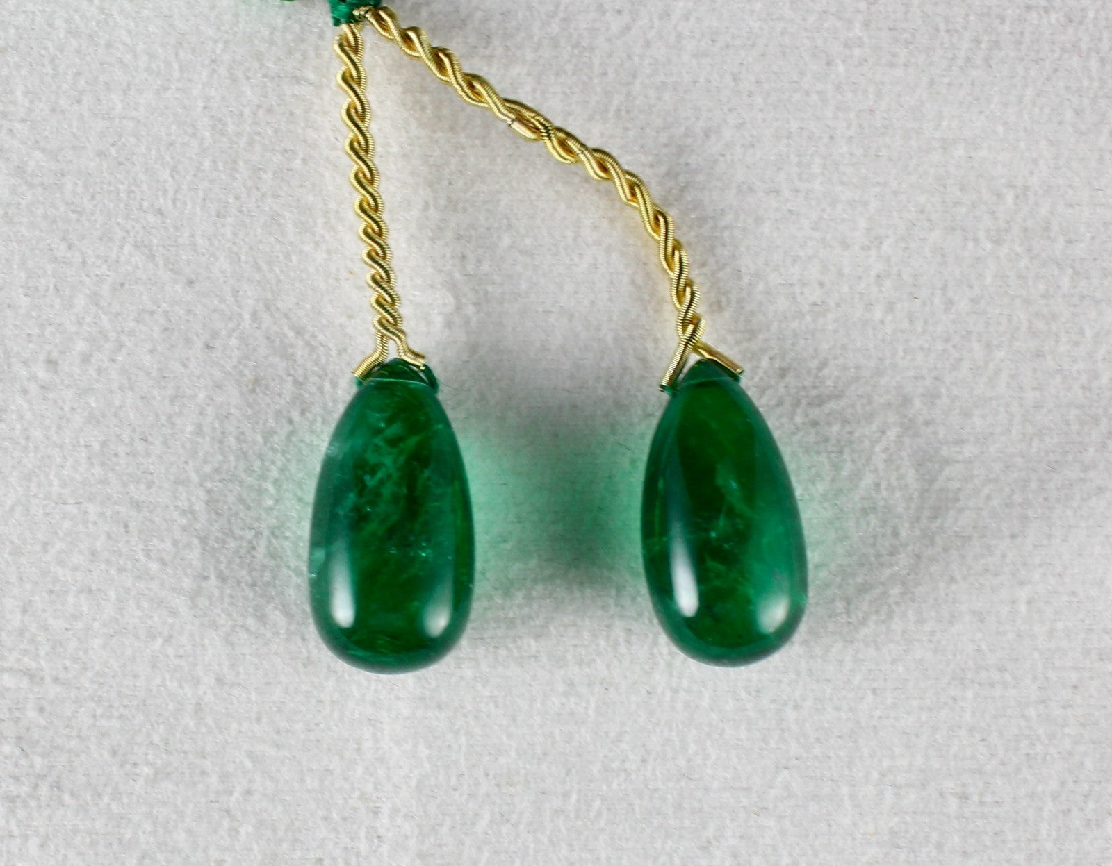 Certified Natural Emerald Tear Drop 35.54 Ct Loose Gemstone Pair Design Earrings