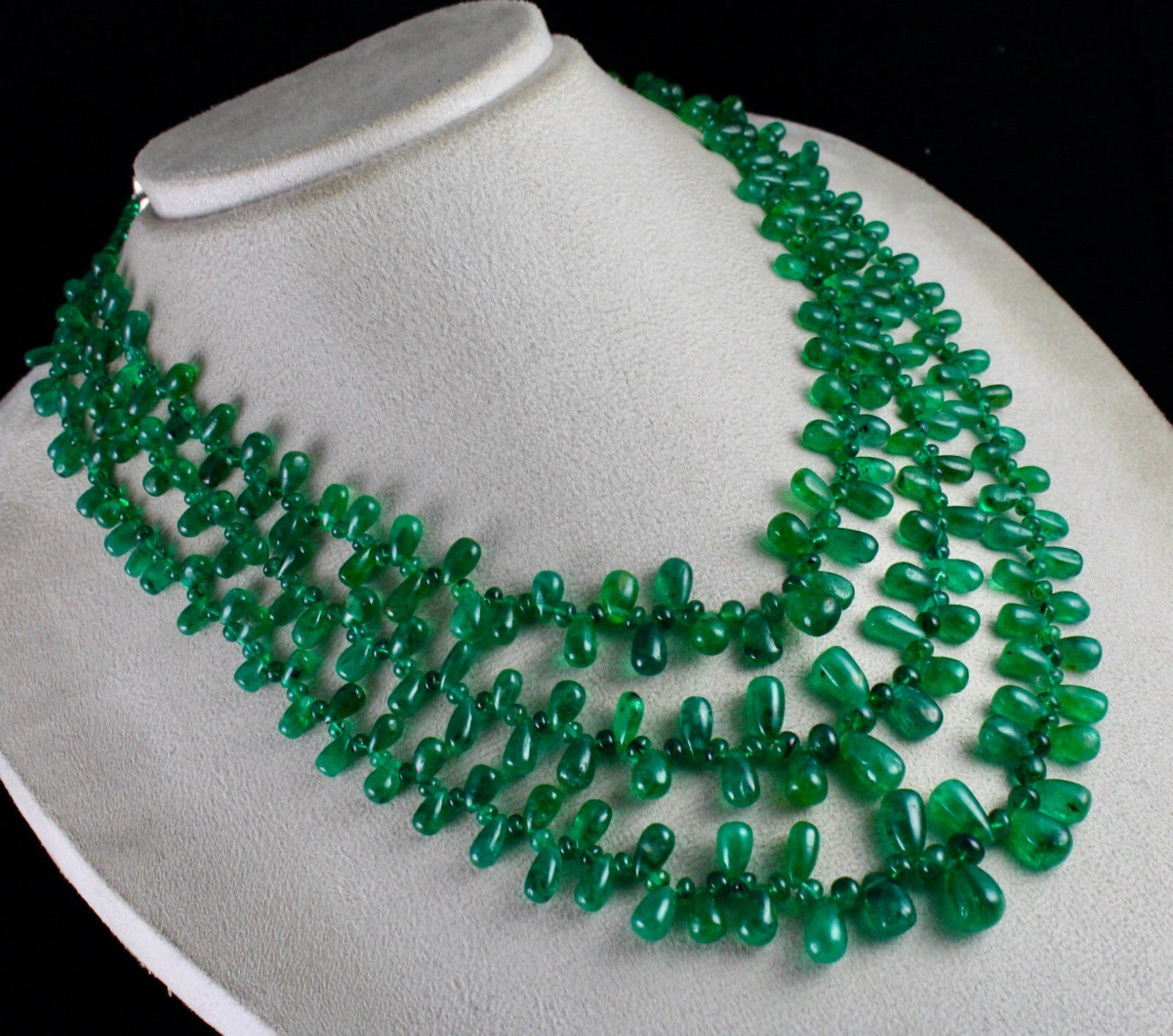 Certified Natural Emerald Diamond 552ct Teardrop Bead Necklace