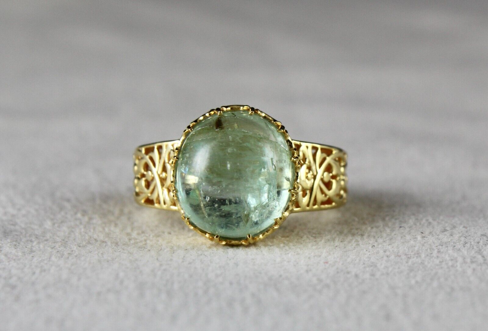 ELEGANT NATURAL OLD COLOMBIAN EMERALD OVAL GEMSTONE FINEST UNISEX SILVER RING