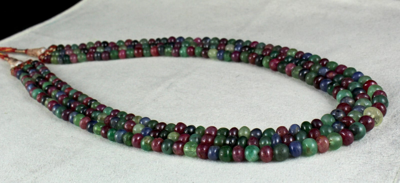 Certified Natural Emerald Ruby Sapphire Multi Bead 565ct Necklace For Women