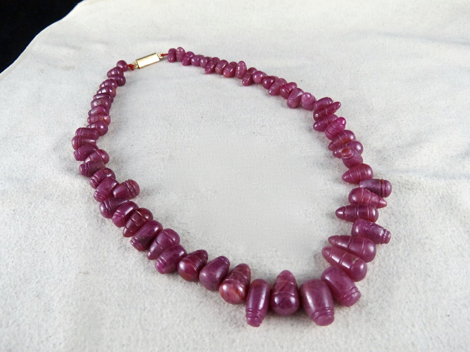 Natural Ruby Carved Beads Fancy Drops 325 Ct Red Gemstone Fine Vintage Necklace