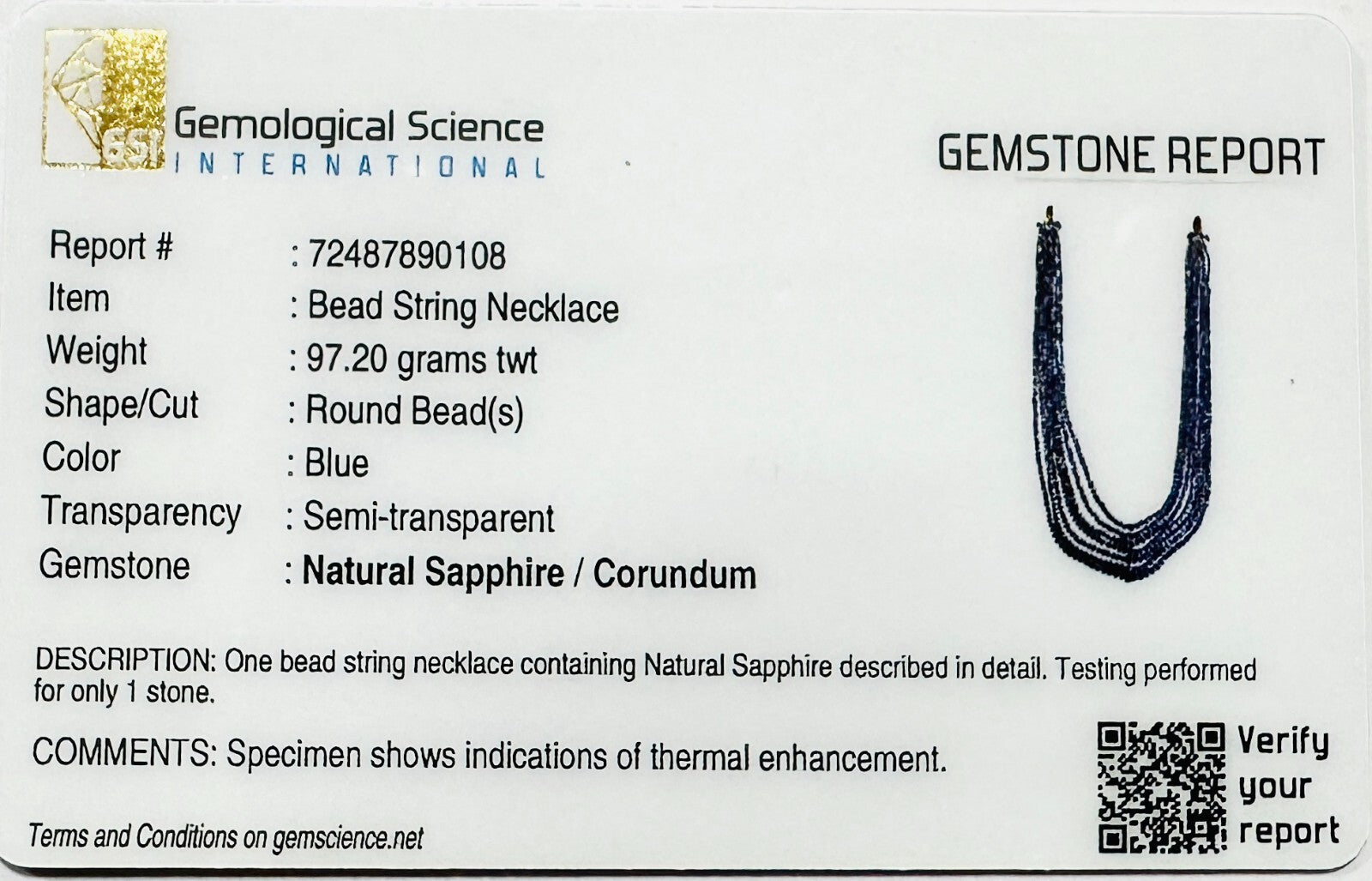 Certified Natural Blue Sapphire 464 Ct Pearl Round Gemstone Necklace For Women