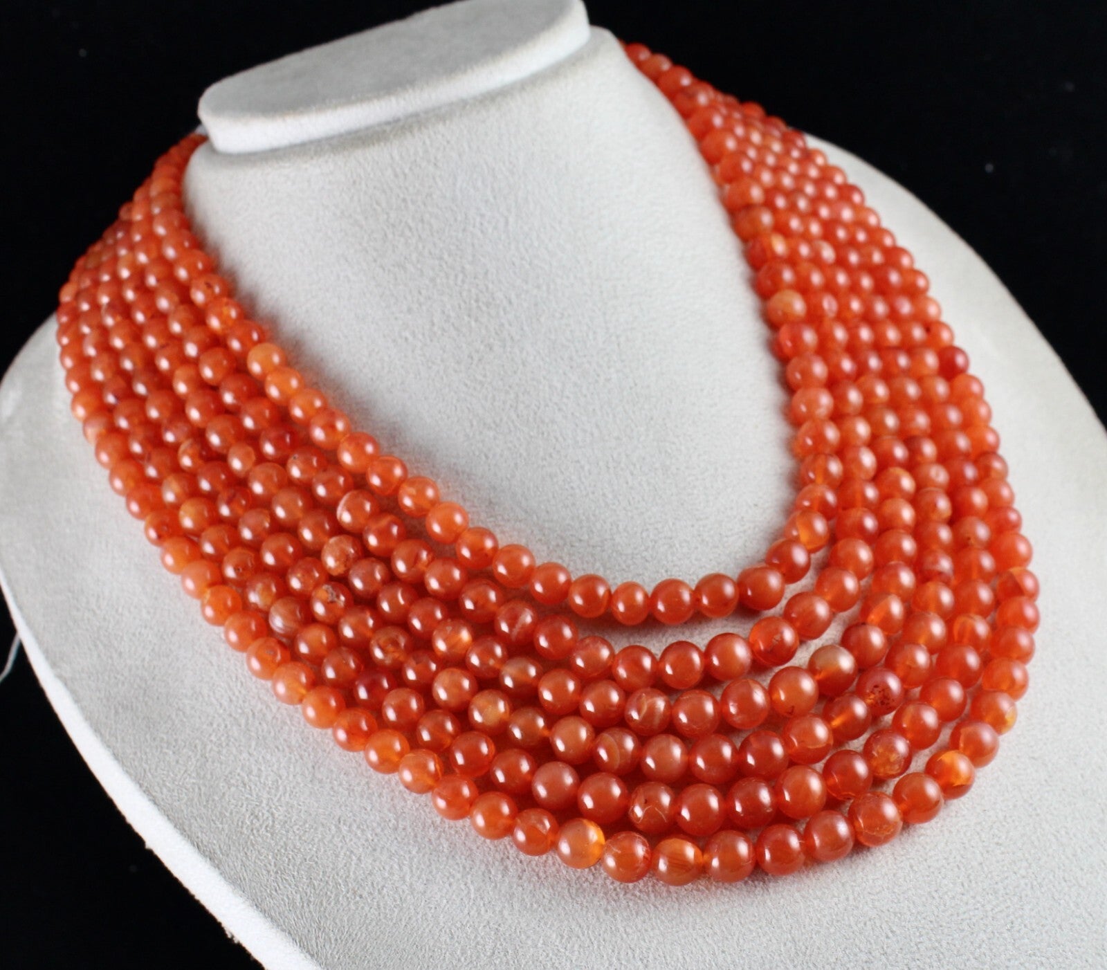 6mm Natural Orange Carnelian Beads Necklace, Fashion Gemstone, L 1306 Ct