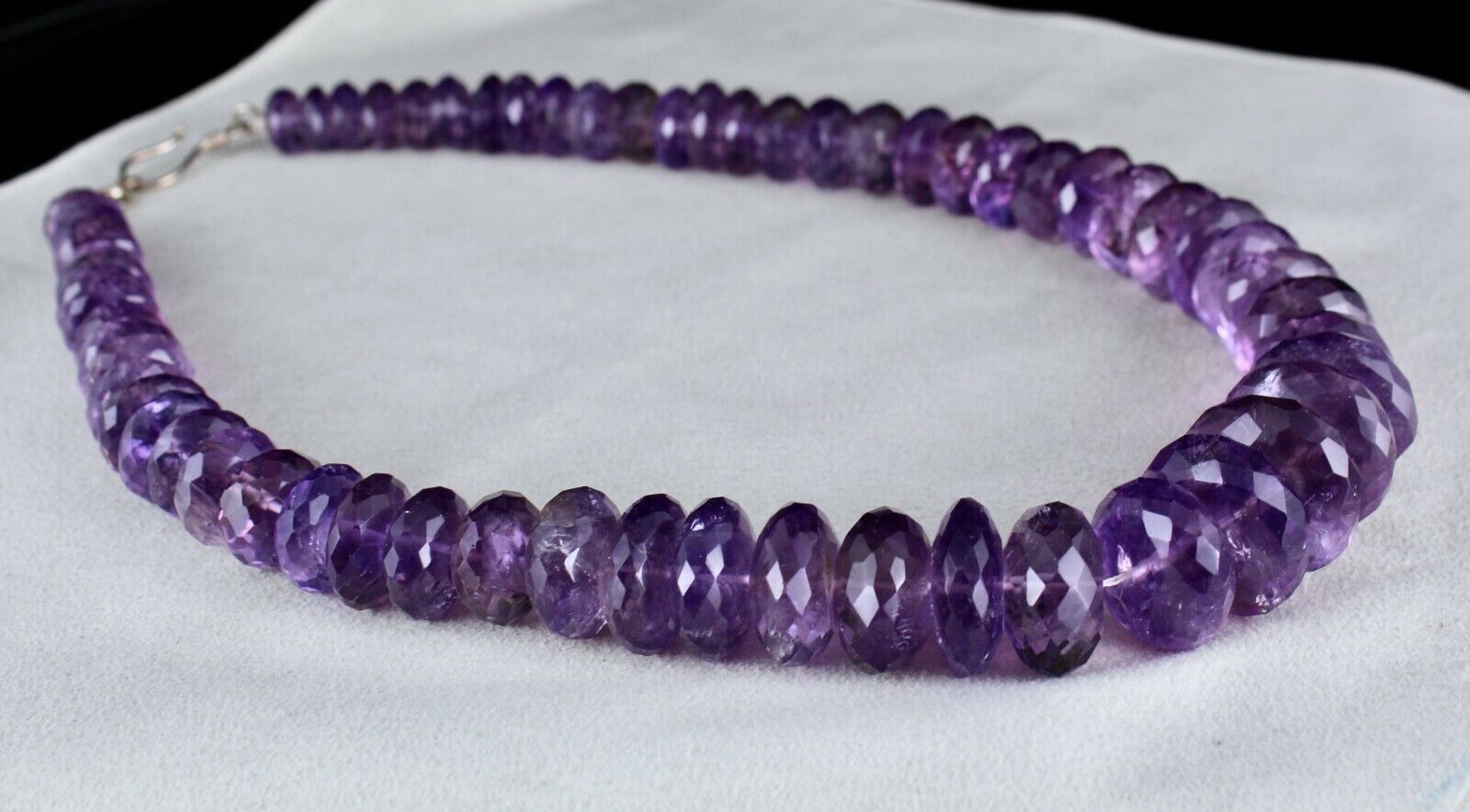 Natural Brazilian Amethyst Beads Faceted Round 1220 Cts Gemstone Silver Necklace