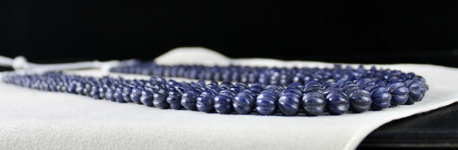 Blue Jade Carved Round Gemstone Necklace 1217 Cts Fashion 5 Line