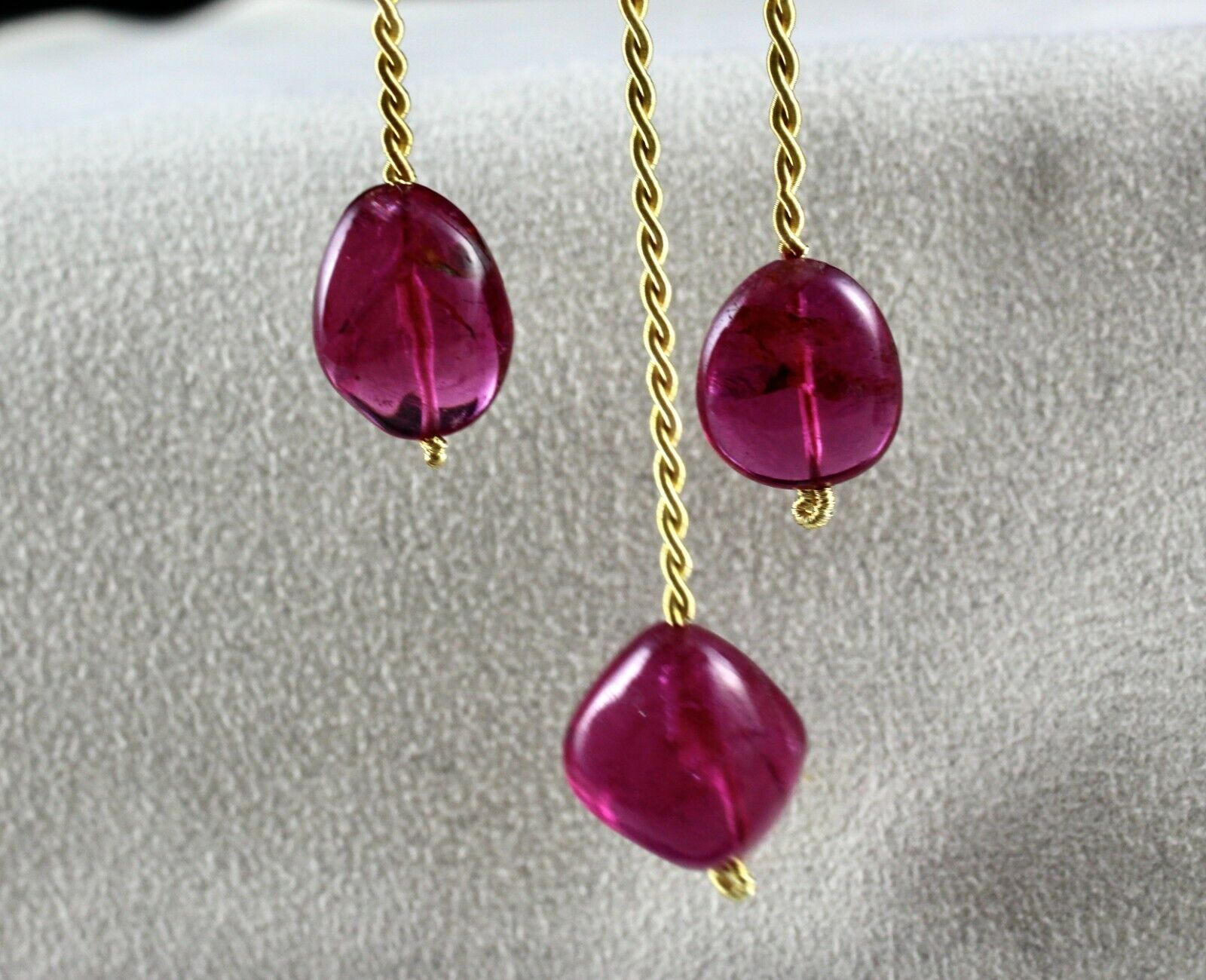 NATURAL PINK TOURMALINE BEADS LONG TUMBLE 3 PCS 44.71 CTS GEMSTONE FOR DESIGNING
