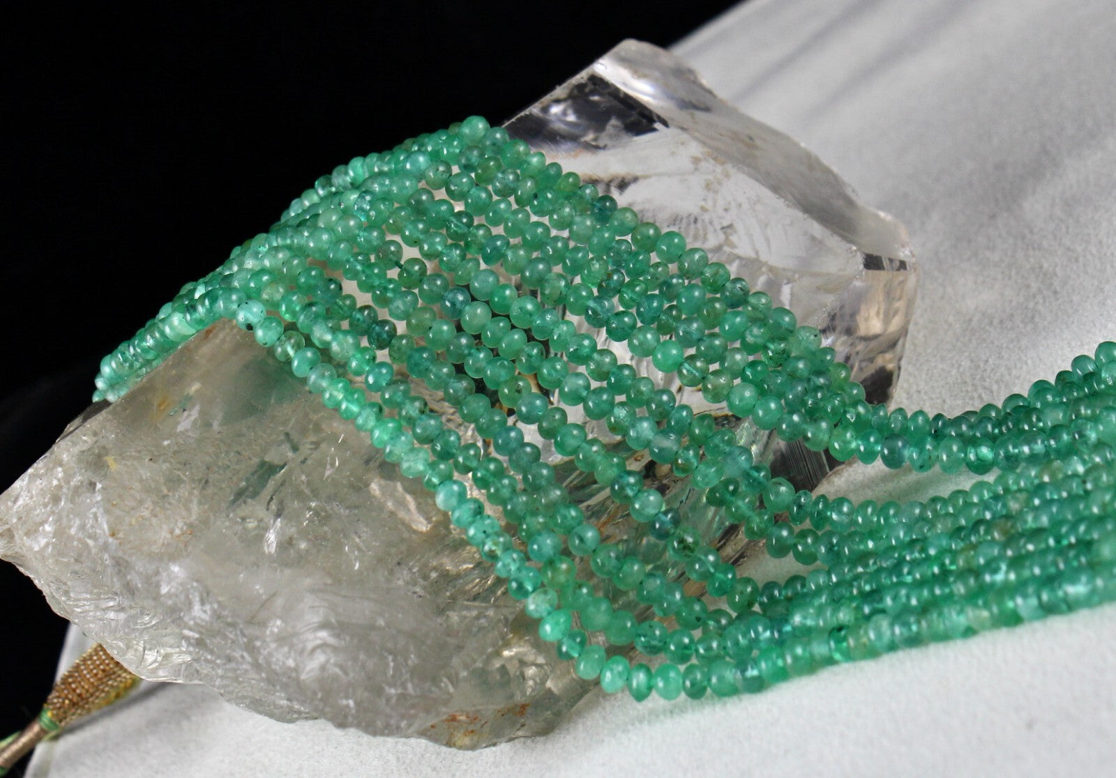 Certified Natural Colombian Emerald 263 Ct Round Beads Necklace