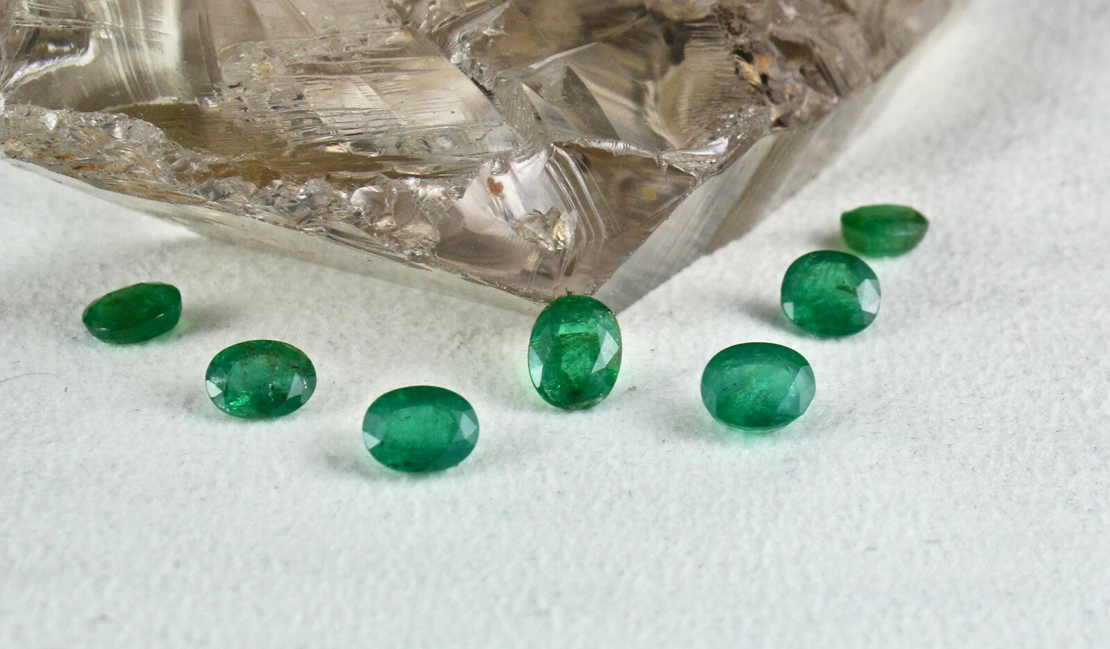 Certified Natural Zambia Emerald Oval Cut 7 Pc Gemstone Set 16.03 Ct Earth Mined