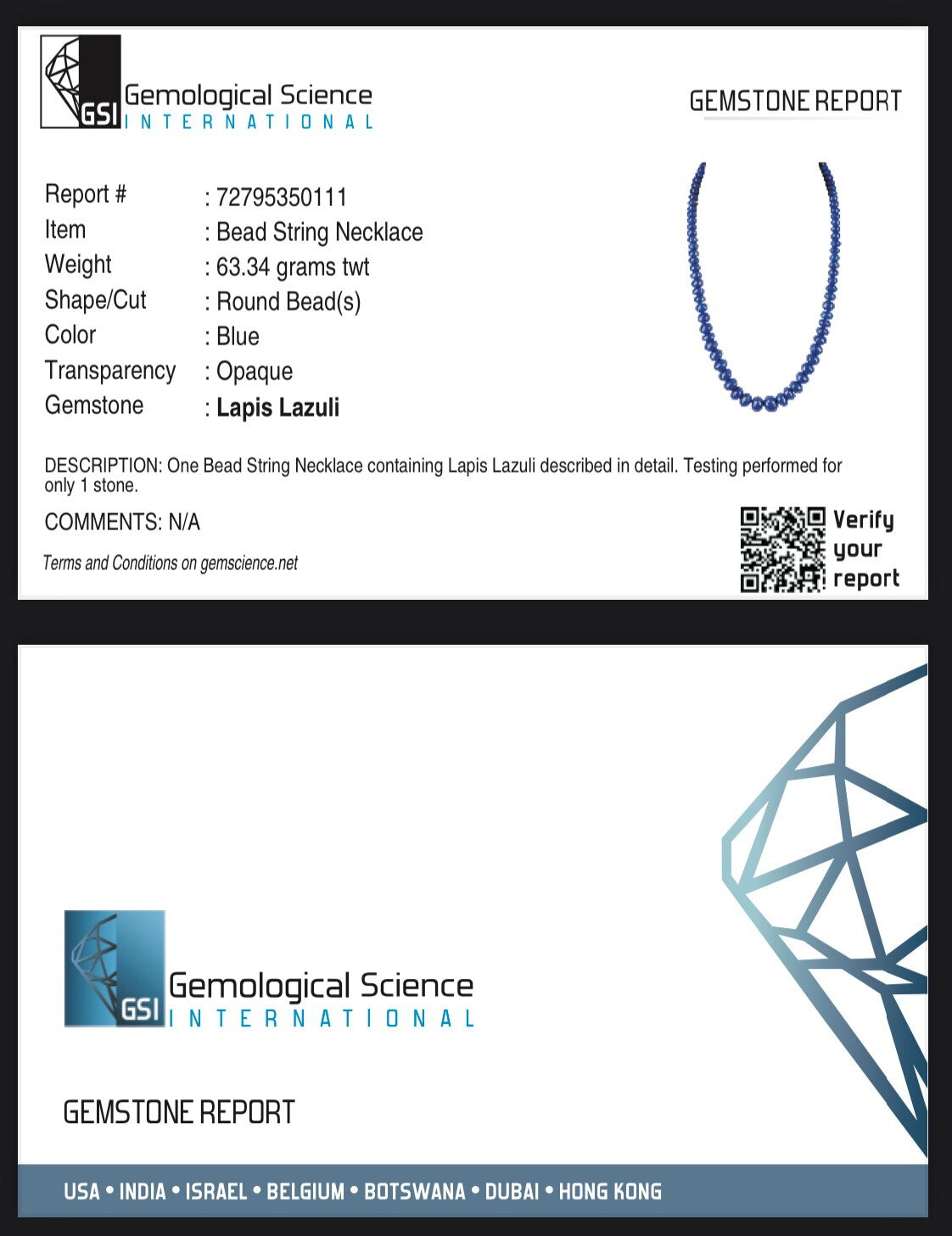 Natural Blue Lapis Lazuli 310 Ct Sterling Silver Gemstone Round Beads Necklace